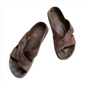 Birkenstock Papillio Slides criss cross Sandal Brown 39 size 8